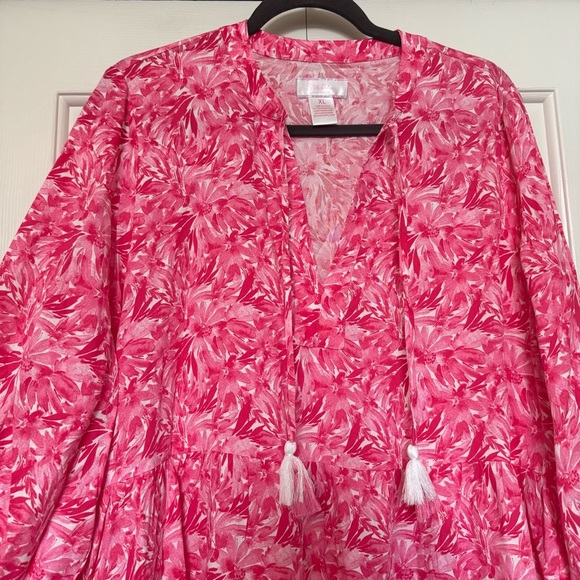 Stella Parker Floral Flowy Tiered Tunic Dress with Tassels - Picture 3 of 7